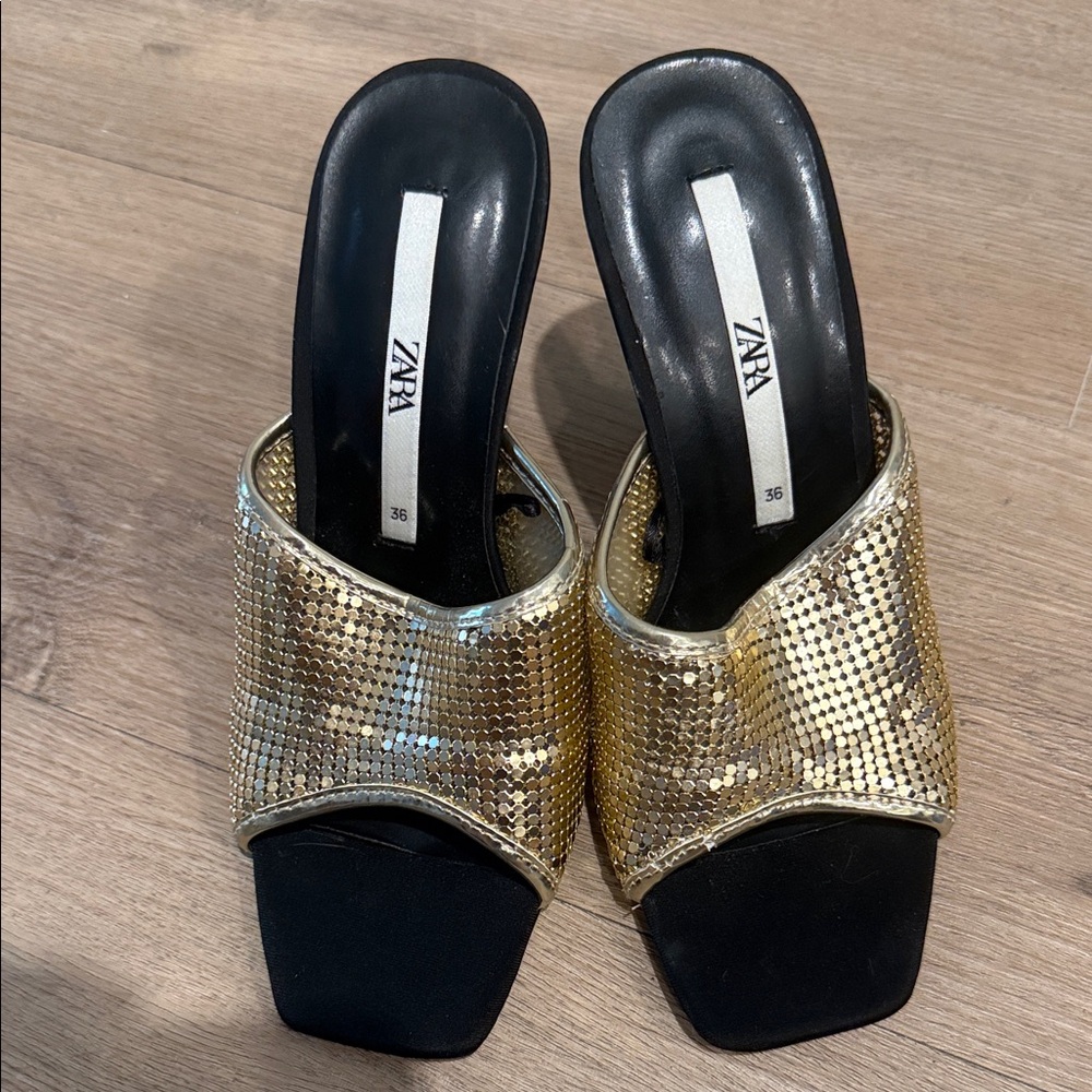Zara Gold Chain Heels
